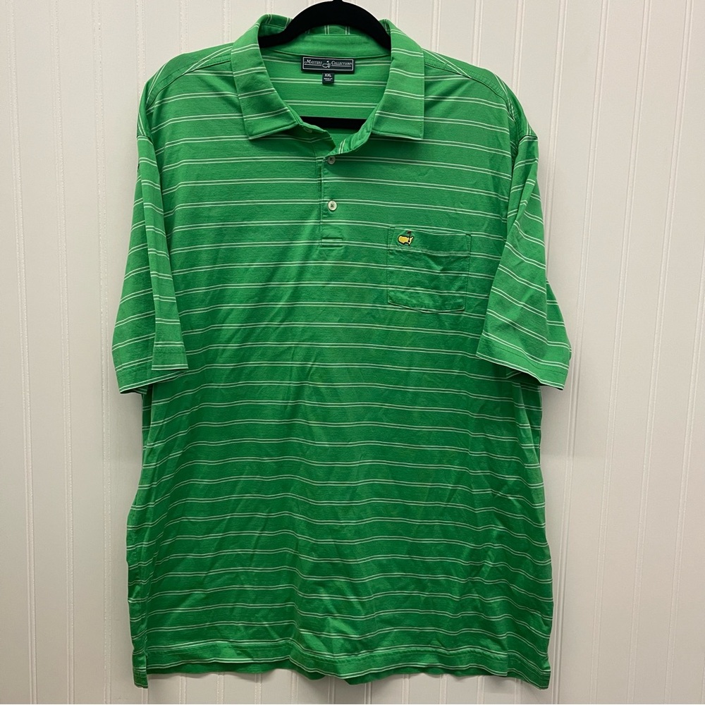 Masters Collection Green Stripe Polo Masters Logo Sz XXL